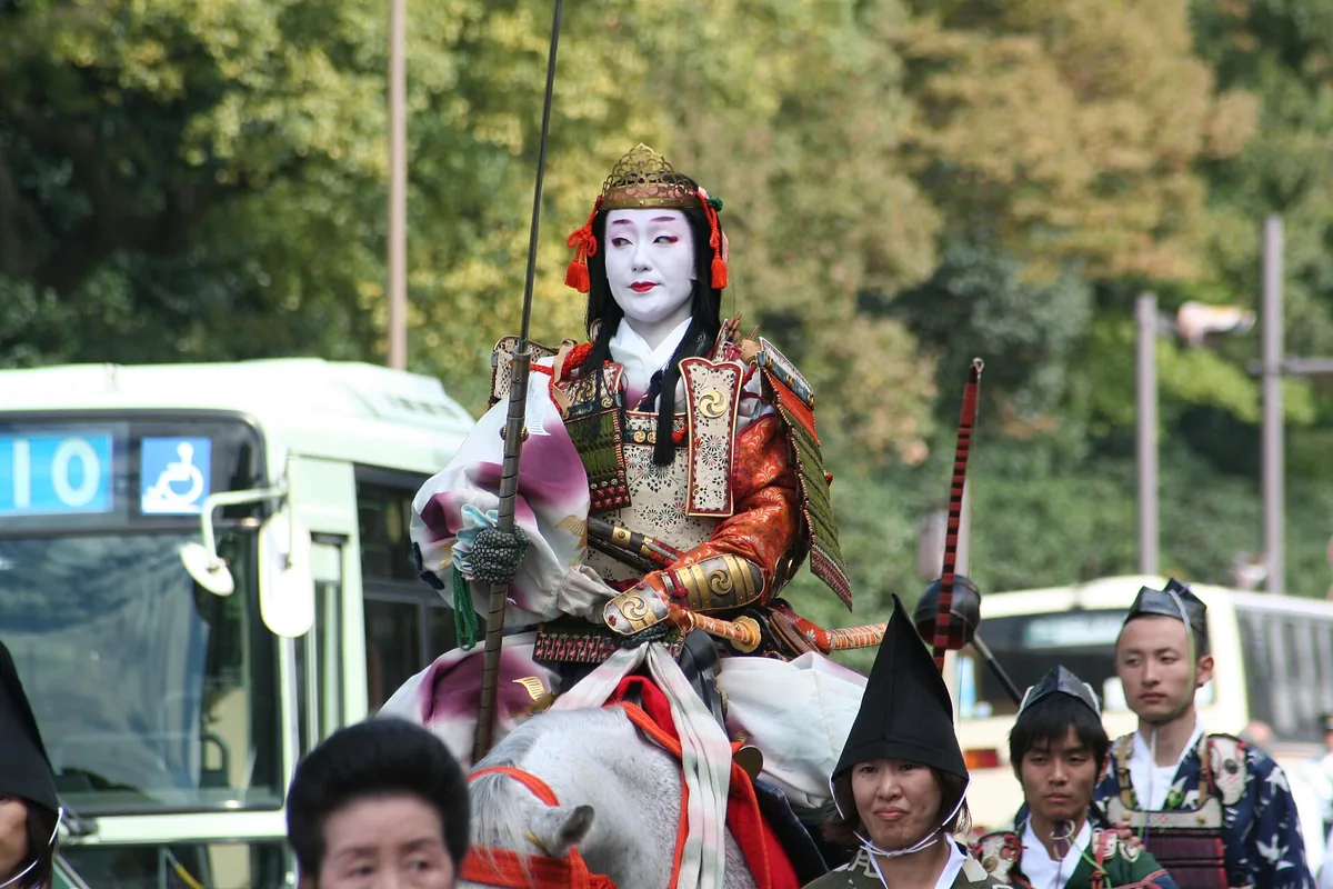 Costumed participants in historical dress in the Jidai Matsuri procession in Kyoto