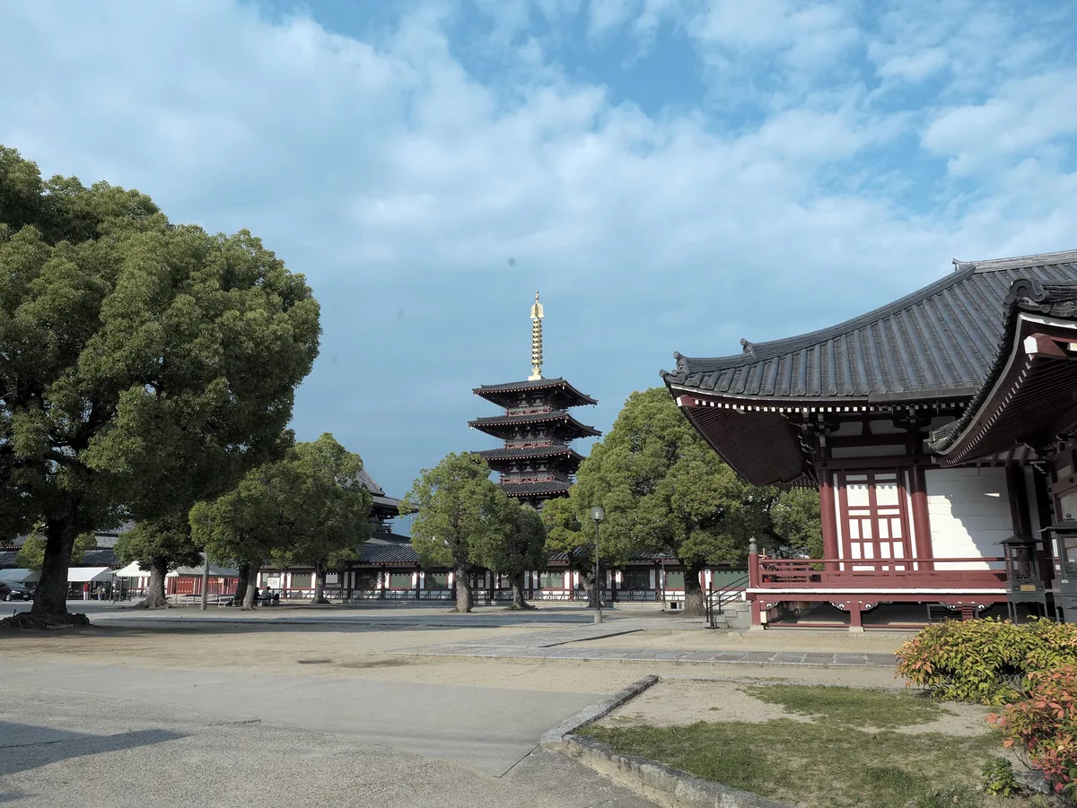 The five-storey pagoda and Central Garan at Shitenno-ji, Osaka